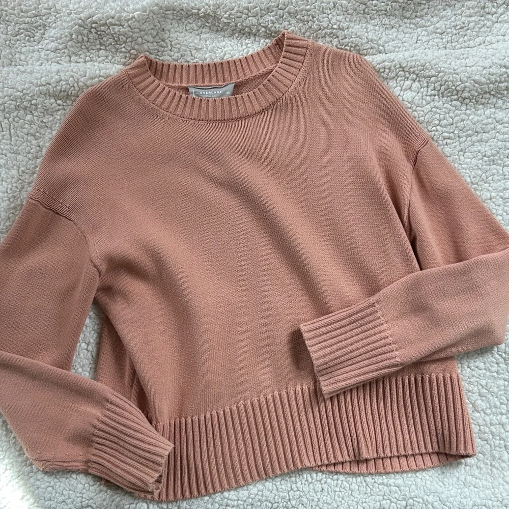 Everlane Cotton Boxy Pink Crewneck Sweater XS